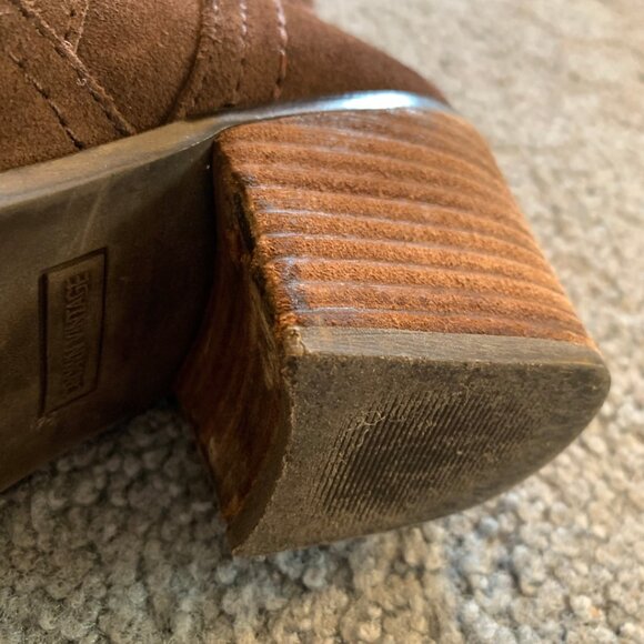 CROWN VINTAGE BROWN LEATHER OVER-THE-KNEE RIDING BOOTS - SIZE 7.5 - Picture 10 of 12